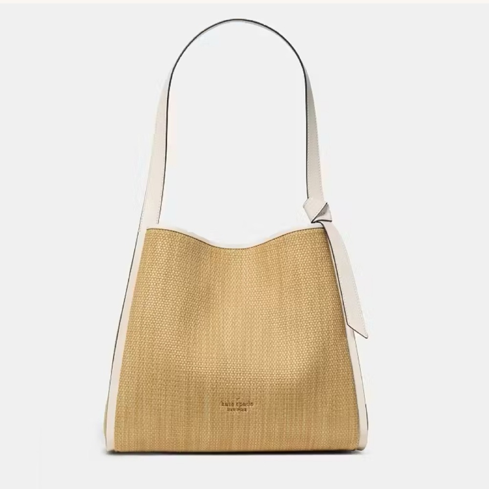 ♠️Kate Spade New York Knott Straw Large Shoulder Bag, Natural NEW NWT
